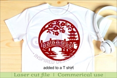 Japanese Bridge Wall Art SVG Laser Cut File, Pagoda Cherry Product Image 3
