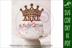 Personalized Crown cake topper SVG laser cut Product Image 3