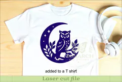 Owl and Moon Wall Art SVG, Woodland owl Laser Cut Design Product Image 3