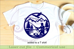 Fly fishing mountain scene wall sign svg laser cut Product Image 3