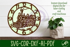 Steam Train clocks wall clock laser cut files Product Image 3