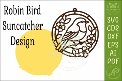 Robin Bird Suncatcher SVG | Stained Glass Style Laser Product Image 3