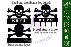 Skull and crossbones Key holders for metal and laser cutting Product Image 3