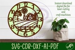 Farm fields wall clock laser cut files Product Image 3