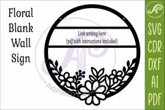 Round Floral Blank Sign SVG, Laser Cut Door Sign Product Image 3