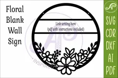 Round Floral Blank Sign SVG, Laser Cut Door Sign Product Image 3