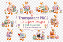 School Goose Clipart Bundle, Cute Back to School Goose PNG Product Image 3