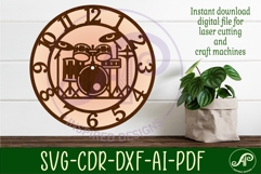 Drum kit wall clock laser cut files Product Image 3