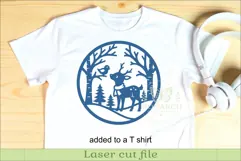 Woodland Deer Wall Sign SVG, Winter Forest Scene with Bird Product Image 3