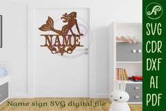 Mermaid name sign svg laser cut file Product Image 3