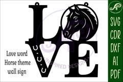Love word with Horse theme wall art sign, SVG file. vector Product Image 3