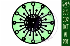 Mid century modern clock wall clock laser cut design 1 Product Image 3