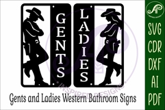 Western Bathroom Sign SVG Gents Ladies Product Image 3