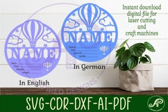 Hot air balloon Newborn Baby stats, Birth plaque, name Product Image 3