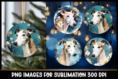 Greyhound Dog Christmas Round Ornament Sublimation Product Image 1