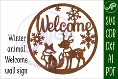 Welcome winter animal wall sign svg laser cut file Product Image 3