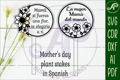 Mother&#039;s day Spanish plant stake laser engraved SVG 1 and 2 Product Image 3