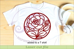 Camellia Flower Wall Art SVG | Round Floral Laser Cut Product Image 3