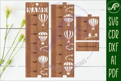 hot air balloon personalized kids height chart in Metric Product Image 3