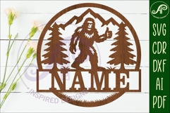 Bigfoot thumbs up Name sign svg laser cut template Product Image 3