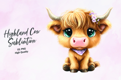 Highland Baby cow clipart sublimation png Product Image 1