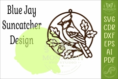 Blue Jay Bird Suncatcher SVG | Stained Glass Style Laser Cut Product Image 3