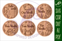 Ocean animals themed Baby monthly milestone discs SVG laser Product Image 3