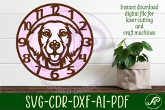 Golden Retriever Dog clock wall clock laser cut file Product Image 3