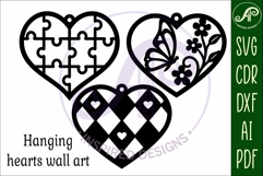Hanging hearts wall sign, laser cut design 4 Product Image 3