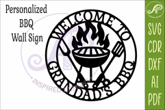 Welcome To Grandad’s BBQ SVG. Grill Wall Sign Laser Cut Product Image 3