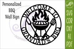 Welcome To Grandad’s BBQ SVG. Grill Wall Sign Laser Cut Product Image 3
