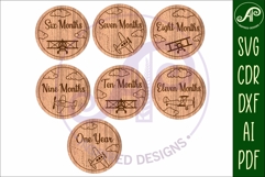 Vintage Plane themed Baby monthly milestone discs SVG laser Product Image 3