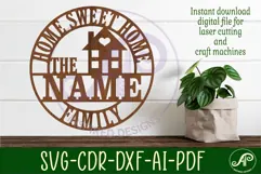 Home sweet home family name wall art sign, SVG personalized Product Image 3