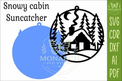 Snowy cabin Suncatcher SVG | Winter Window Hanger Laser Product Image 3