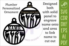 Plumber Christmas Ornament SVG | Pipe Wrench Tools Laser Cut Product Image 3