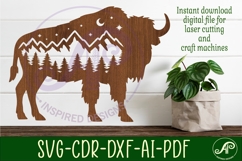 Bison forest scene wall art sign, SVG file. vector Product Image 3