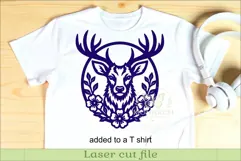 Floral Deer SVG, Stag Wall Art, Woodland Deer Laser Cut File Product Image 3