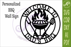 Welcome To Dad’s BBQ SVG. Grill Wall Sign Laser Cut Product Image 3