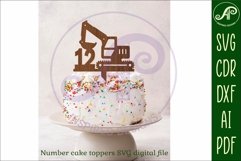 Digger number cake toppers, 13 designs SVG laser cut Product Image 3