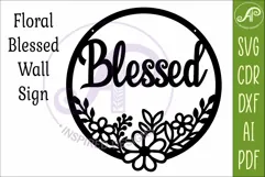 Round Floral Blessed Sign SVG, Laser Cut Door Sign Product Image 3