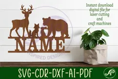 Woodland animals name wall art sign, SVG file Product Image 6