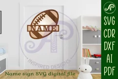 Football/ Rugby ball Name sign svg laser cut template Product Image 3