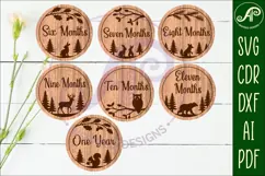 Woodland themed Baby monthly milestone discs SVG forest Product Image 3