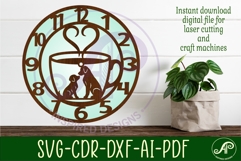 Dog friendly cafe wall clock laser cut files Product Image 3