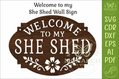 Welcome To My She Shed Sign SVG Farmhouse Floral Wall Decor Product Image 3