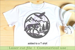 Grey wolf mountain scene wall sign svg laser cut Product Image 3