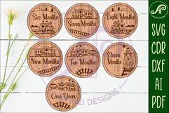 Train themed Baby monthly milestone discs SVG Product Image 3