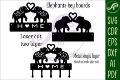 Elephants Key holder designs for wood and metal Product Image 3
