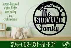Family suname sign with tree svg laser cut template Product Image 3