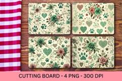 kitchen cutting board - flroal dog paws heart Product Image 1